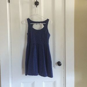 Navy and white polka dot dress