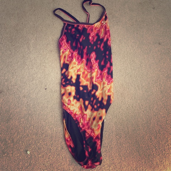 Orange black and red swim suite - Picture 1 of 4