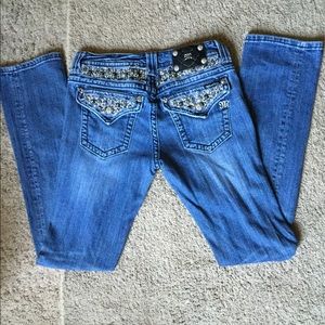 Straight leg Miss Me Buckle Blue Jeans