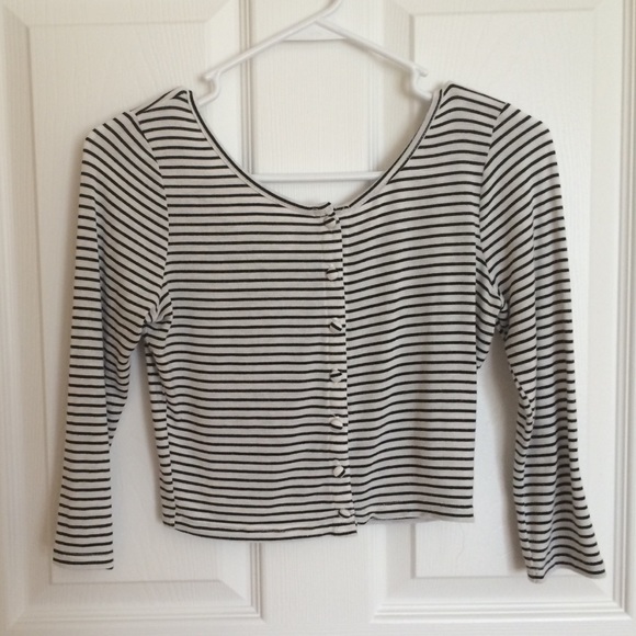 Striped crop top with buttons down the middle