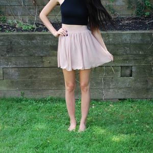 Chiffon circle skirt in nude