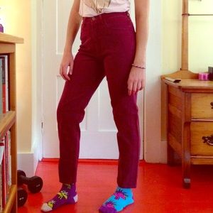 Vintage, high-waisted, maroon Guess jeans
