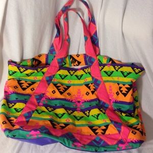 Neon Aztec tote