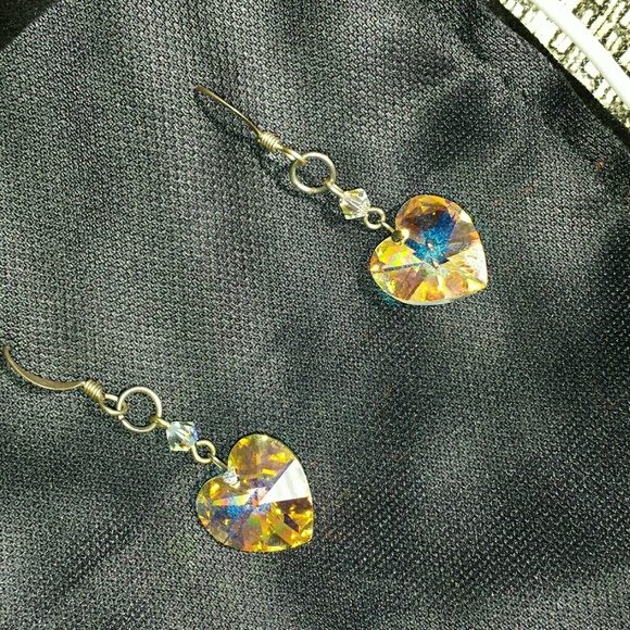 Swarovski crystal heart earrings