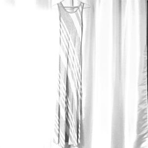 Monteau Grey and White striped maxi