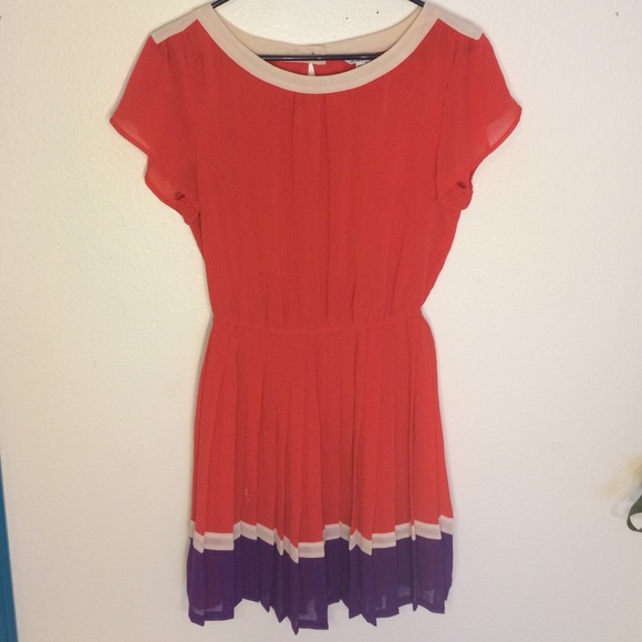 Orange Pleated Dress