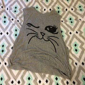 Winking cat muscle shirt.