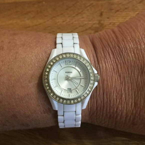 Fossil watch, white resin