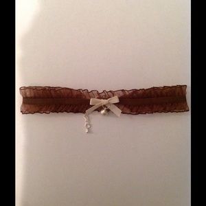 Brown choker with Yellow Bow and Bell