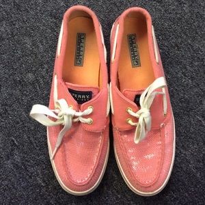 Coral Sperry shoes
