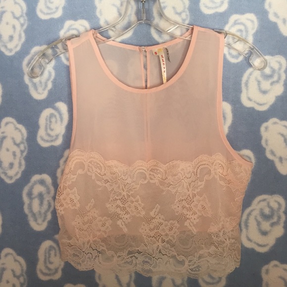 Light Pink Cropped Lace Blouse