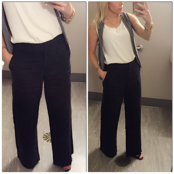 black linen high waisted pants
