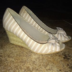 Beige and white wedges
