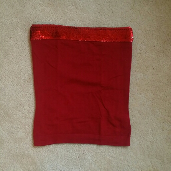 Express Red Strapless Top