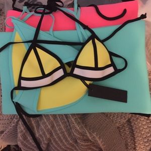 Pink and blue triangl suits