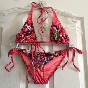 Ed Hardy Love Kills Swimsuit Small