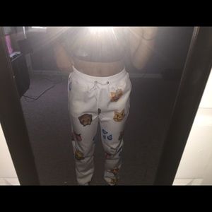 white emoji joggers