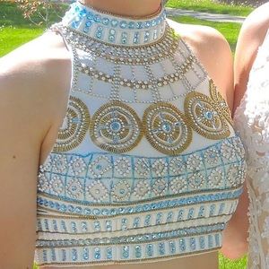 Sherri Hill Two Piece Prom Dress 11068 White Long