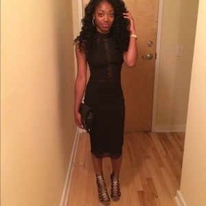 Black Midi Dress With Lace