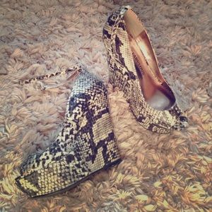 Python peep toe wedges