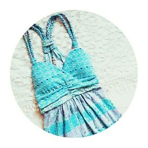 Blue Racerback Print Tie Dress