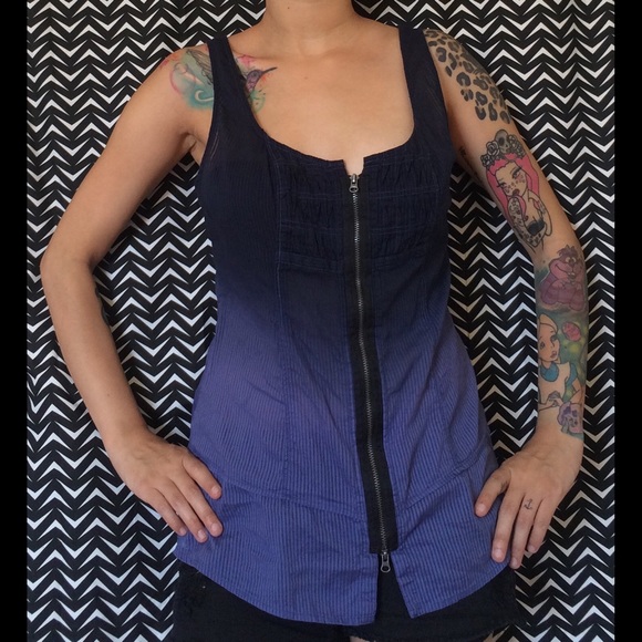 Free People Ombre Voile Zip Tank