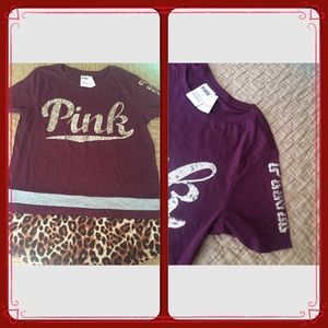 Victoria's Secret PINK New Colorblock Bling Tee.