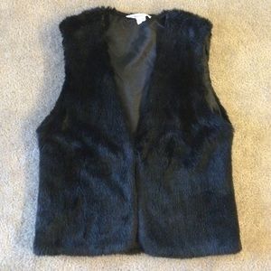 BCBG black fur vest