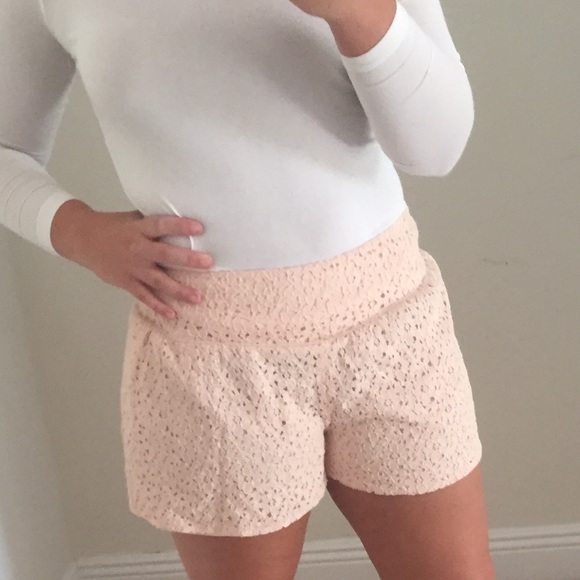 WHIMSY CLOTHING Pale Pink Lace Shorts Size M