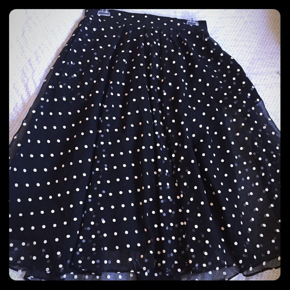 Black classic skirt with tiny white polka dots