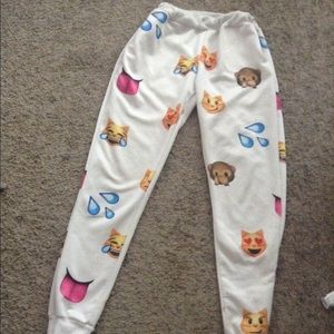White Emoji Joggers