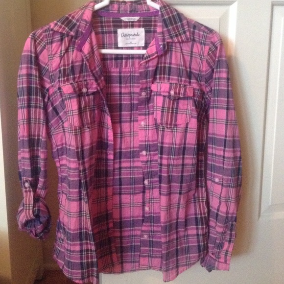Pink and black Aeropostale flannel - Picture 1 of 3