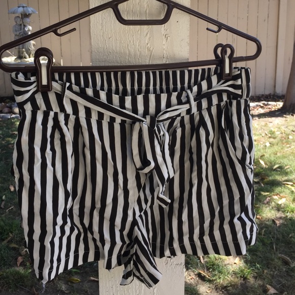 Black & White Striped Shorts