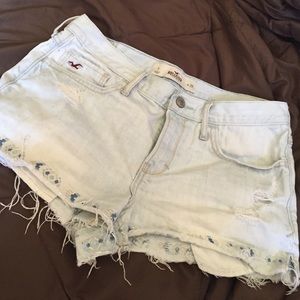 Light-Washed, Distressed High Waisted Shorts
