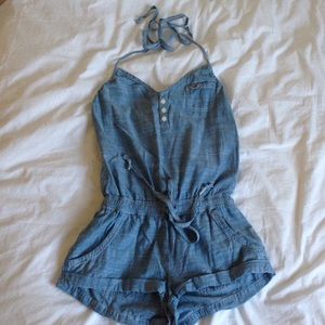Denim light blue romper