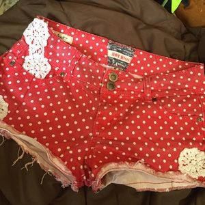 Red and White Polka Dot, Low Rise Shorts