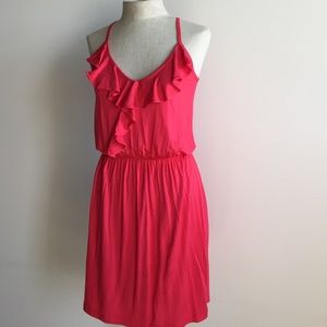 Pink ruffled dress with elastic waist (S,M,L)
