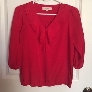 Red Ruffle Blouse
