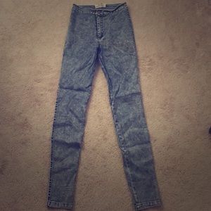 Acid wash high waisted jeans
