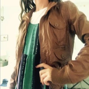 Faux brown leather jacket