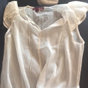 Line&dot sheer blouse