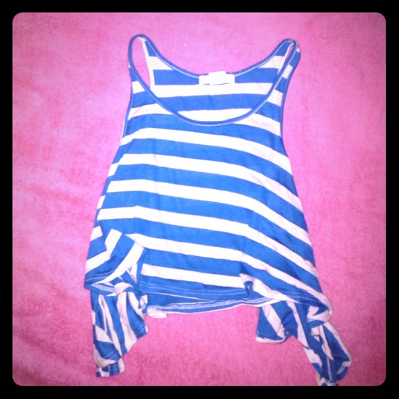 Blue and white striped tank