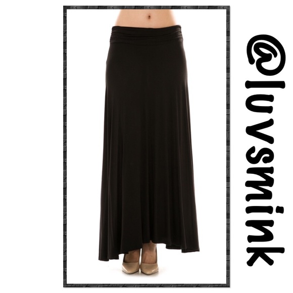 MaiTai Dresses & Skirts - BLACK MAXI SKIRT WITH FOLD OVER WAIST QTY 2