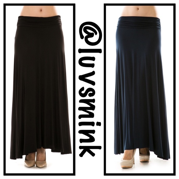 BLACK MAXI SKIRT WITH FOLD OVER WAIST QTY 2 - Picture 2 of 4