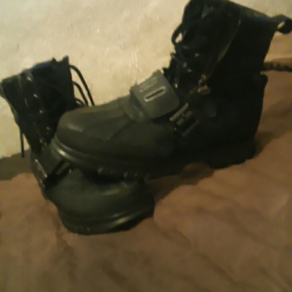 Man's black polo boots