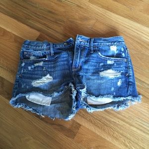 Mid to high waist denim cutoff jean shorts