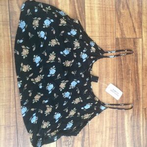 Dark Floral Knit Crop Top