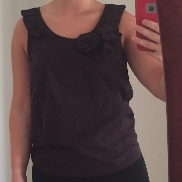 J.CREW Dark Purple Ruffle Tank Blouse Size 4