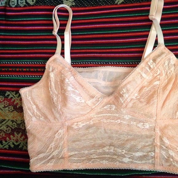 Free People Lace Cropped Bralette in Pink
