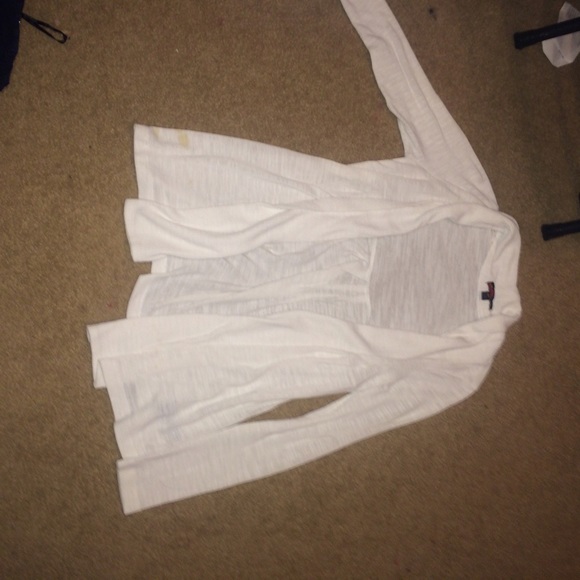 White and brown cardigan